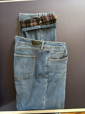 Natural Reflections Light Blue Jeans with Plaid Cuff